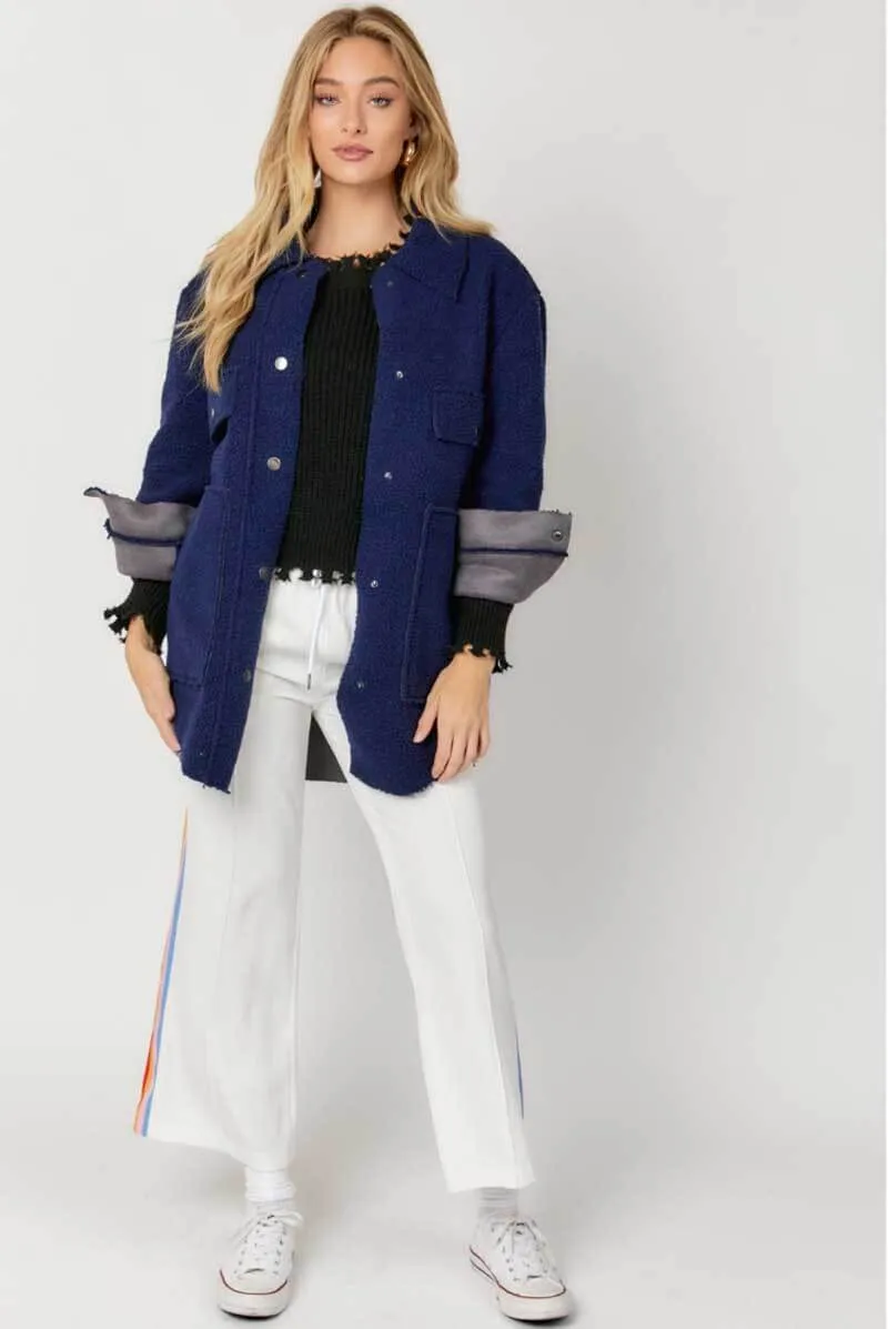 Navy Button Down Shacket