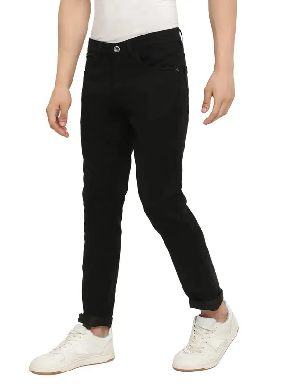 Octave Men Black Slash Knee Stretchable Jeans