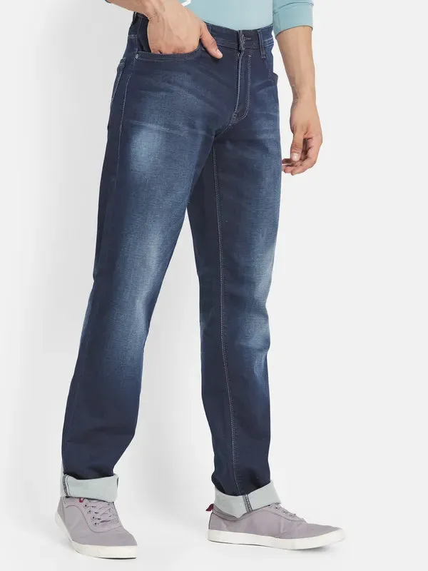 Octave Men Blue Straight Fit Light Fade Stretchable Jeans