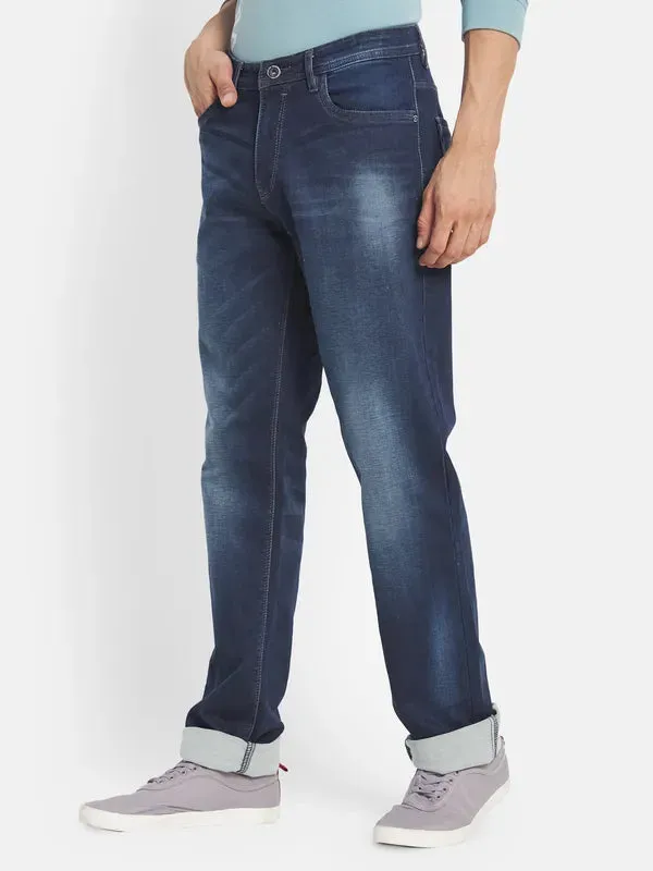 Octave Men Blue Straight Fit Light Fade Stretchable Jeans