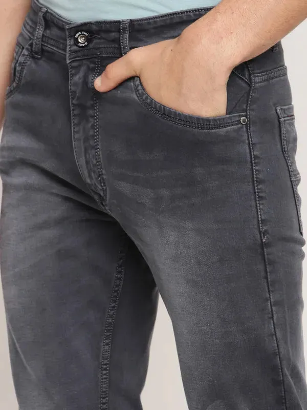 Octave Men Grey Low Distress Regular-Fit Mid-Rise Stretchable Jeans