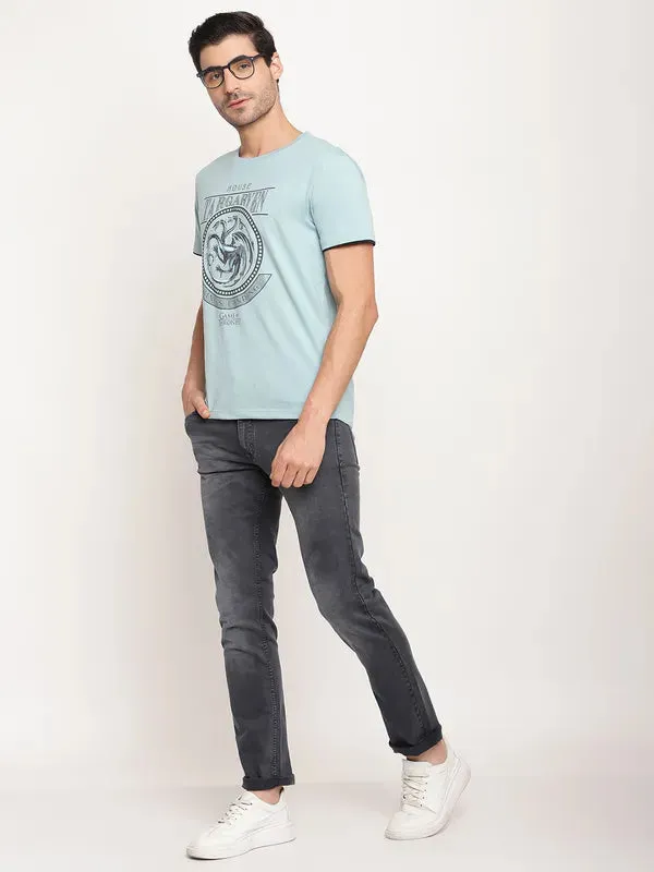 Octave Men Grey Low Distress Regular-Fit Mid-Rise Stretchable Jeans