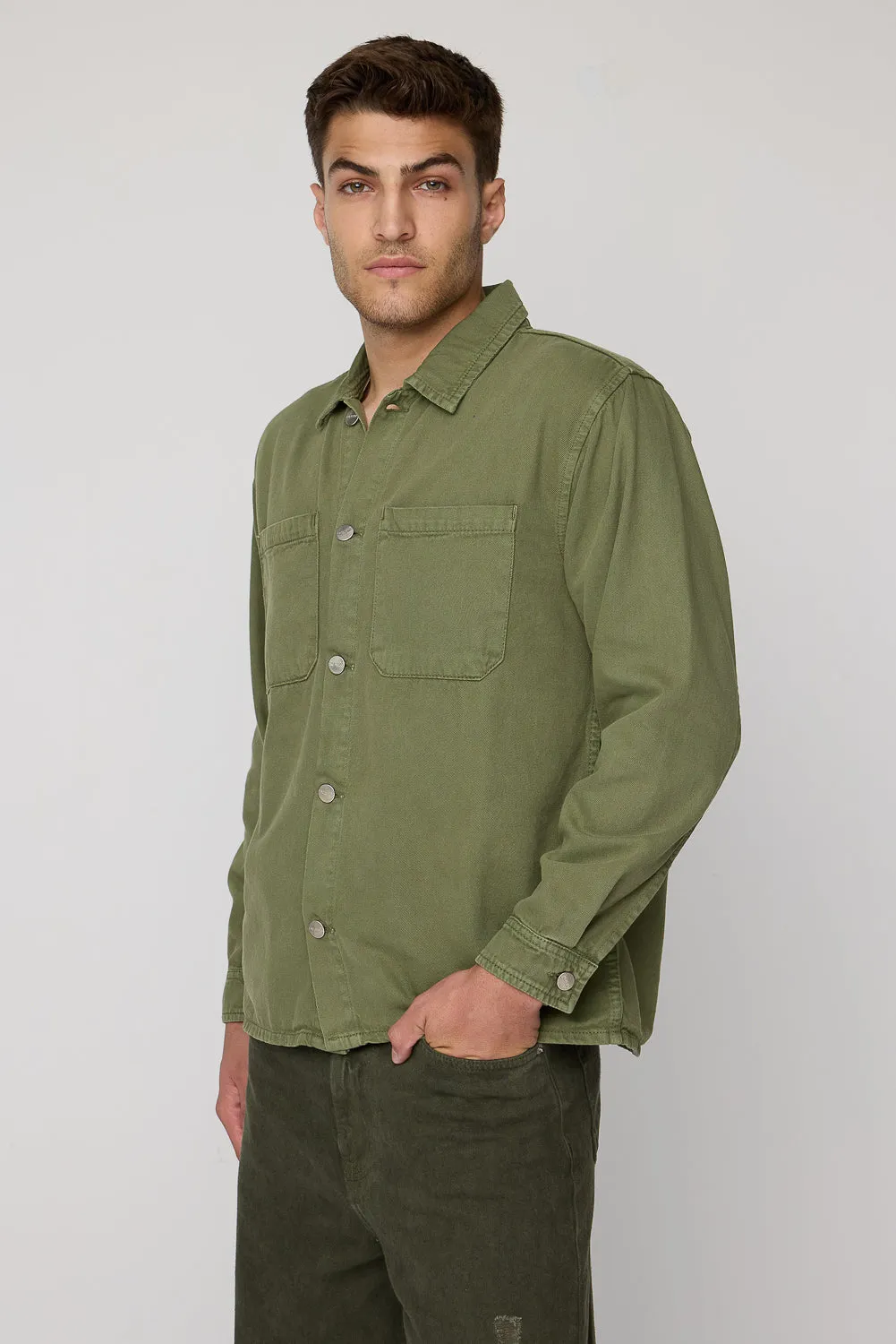 Olive Green Men’s Long Sleeve Utility Shacket