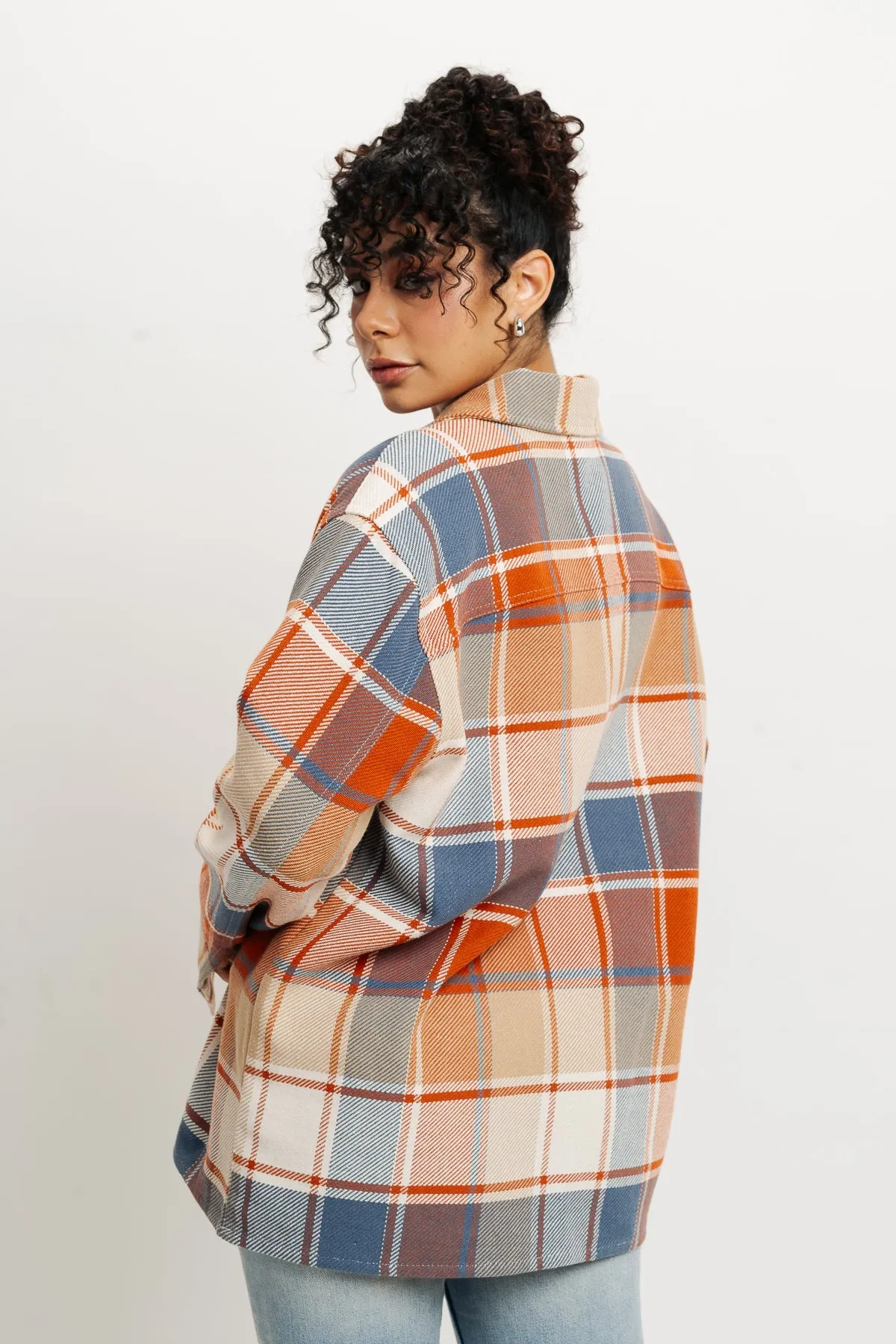 Orange Checks Women's Shacket