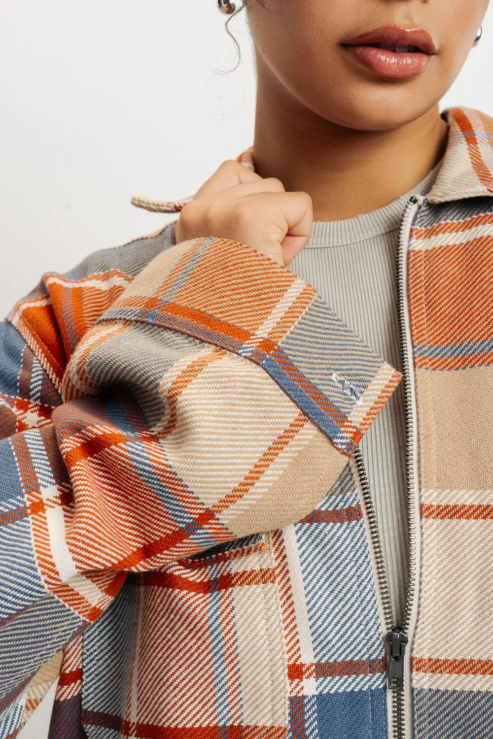 Orange Checks Women's Shacket