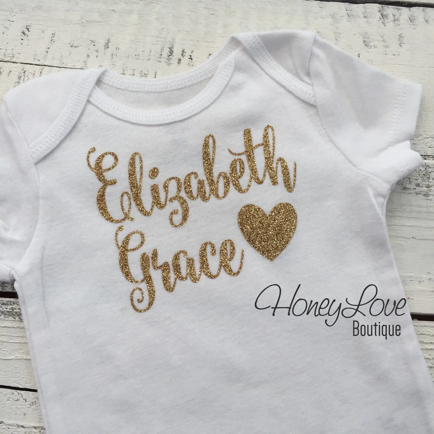 Personalized Name with Heart - Silver/Gold Glitter