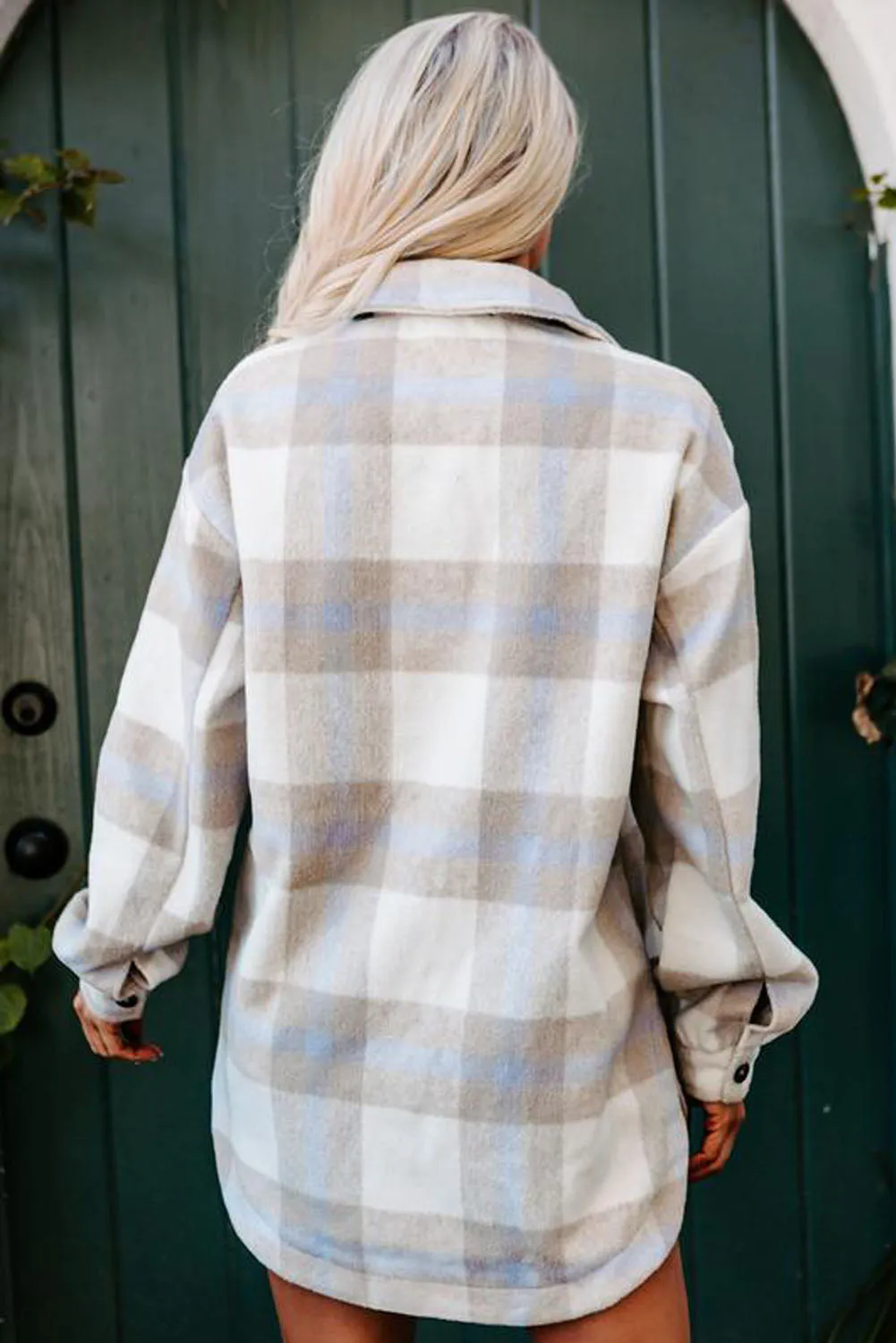 Plaid Print Pocket Women Shacket