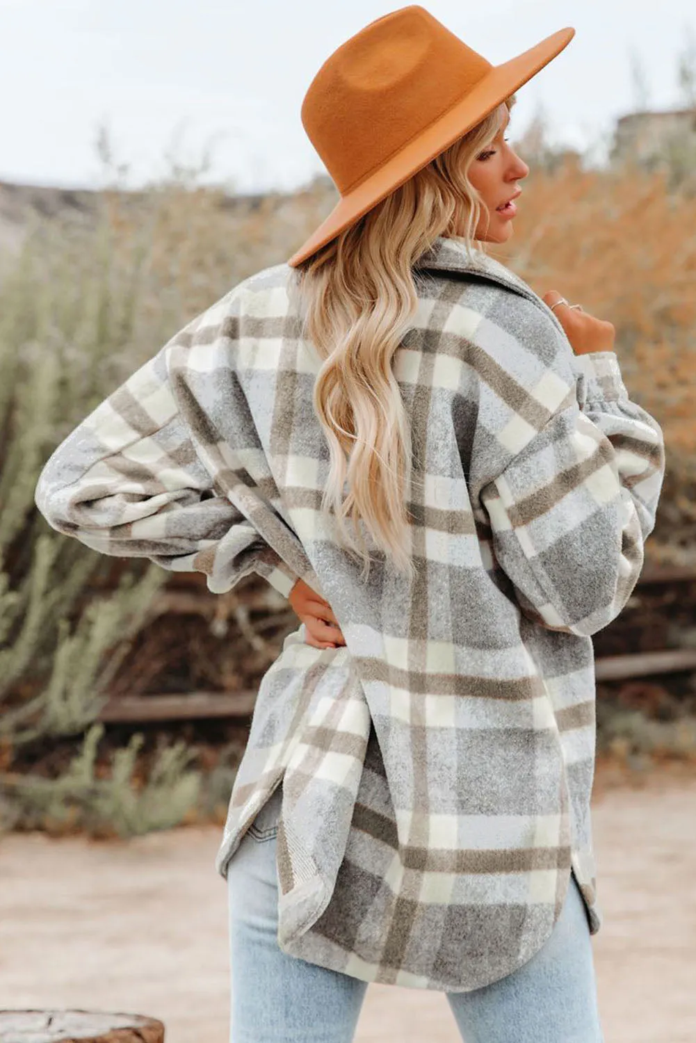 Plaid Print Pocket Women Shacket