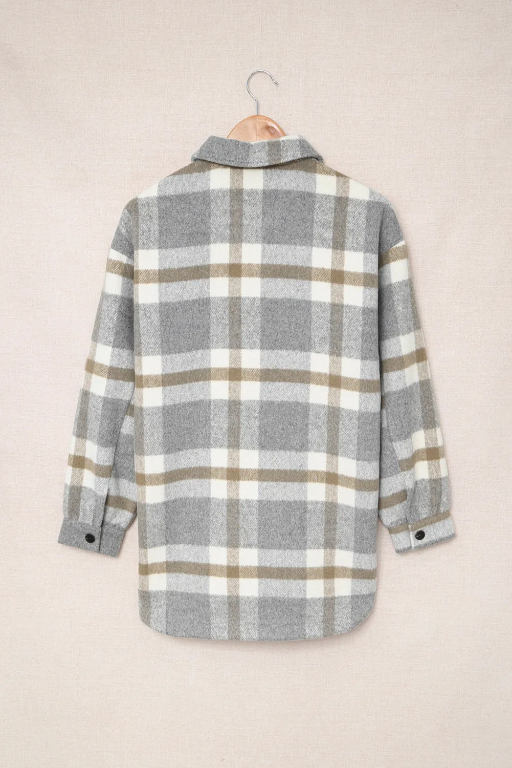 Plaid Print Pocket Women Shacket