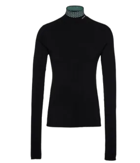 Prada Jacquard Black Turtleneck Shirt