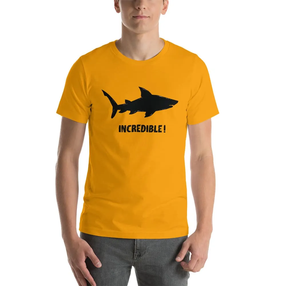 "Sharks Are Incredible" Shark T-Shirt - Black Print (Adult Unisex/Men's)