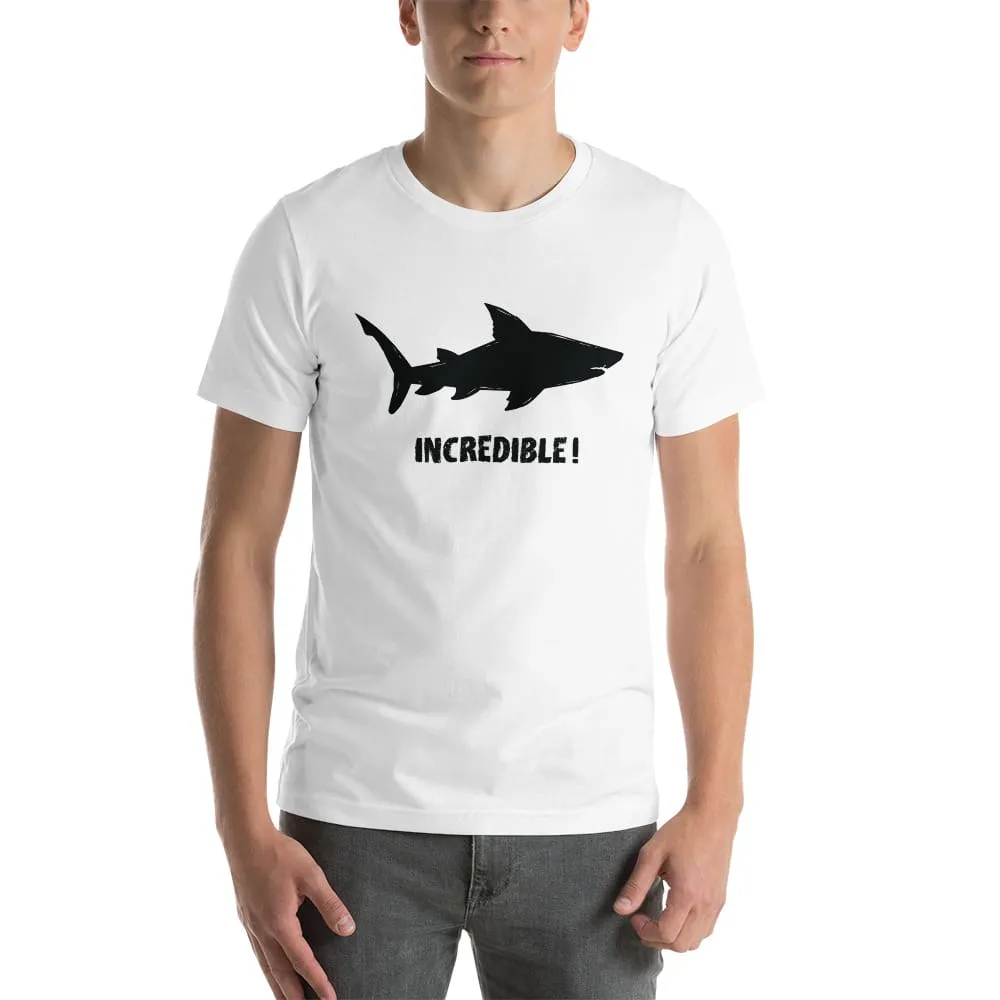 "Sharks Are Incredible" Shark T-Shirt - Black Print (Adult Unisex/Men's)