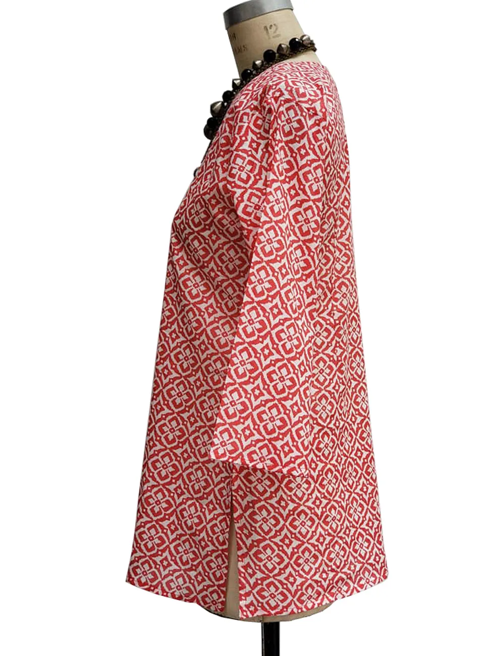 Raja Cotton Tunic Floral Block Red