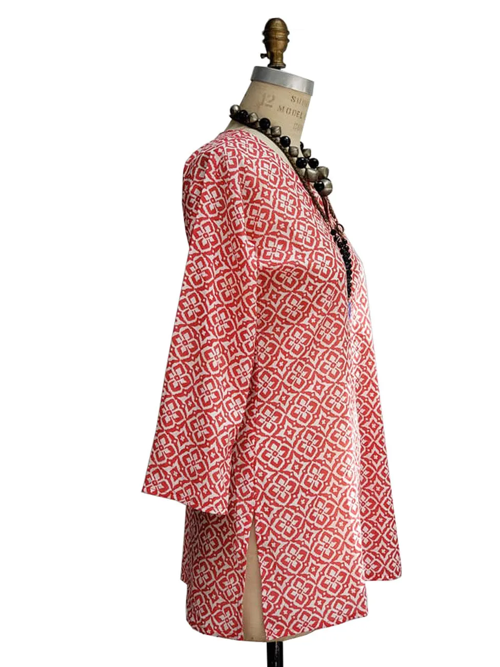 Raja Cotton Tunic Floral Block Red