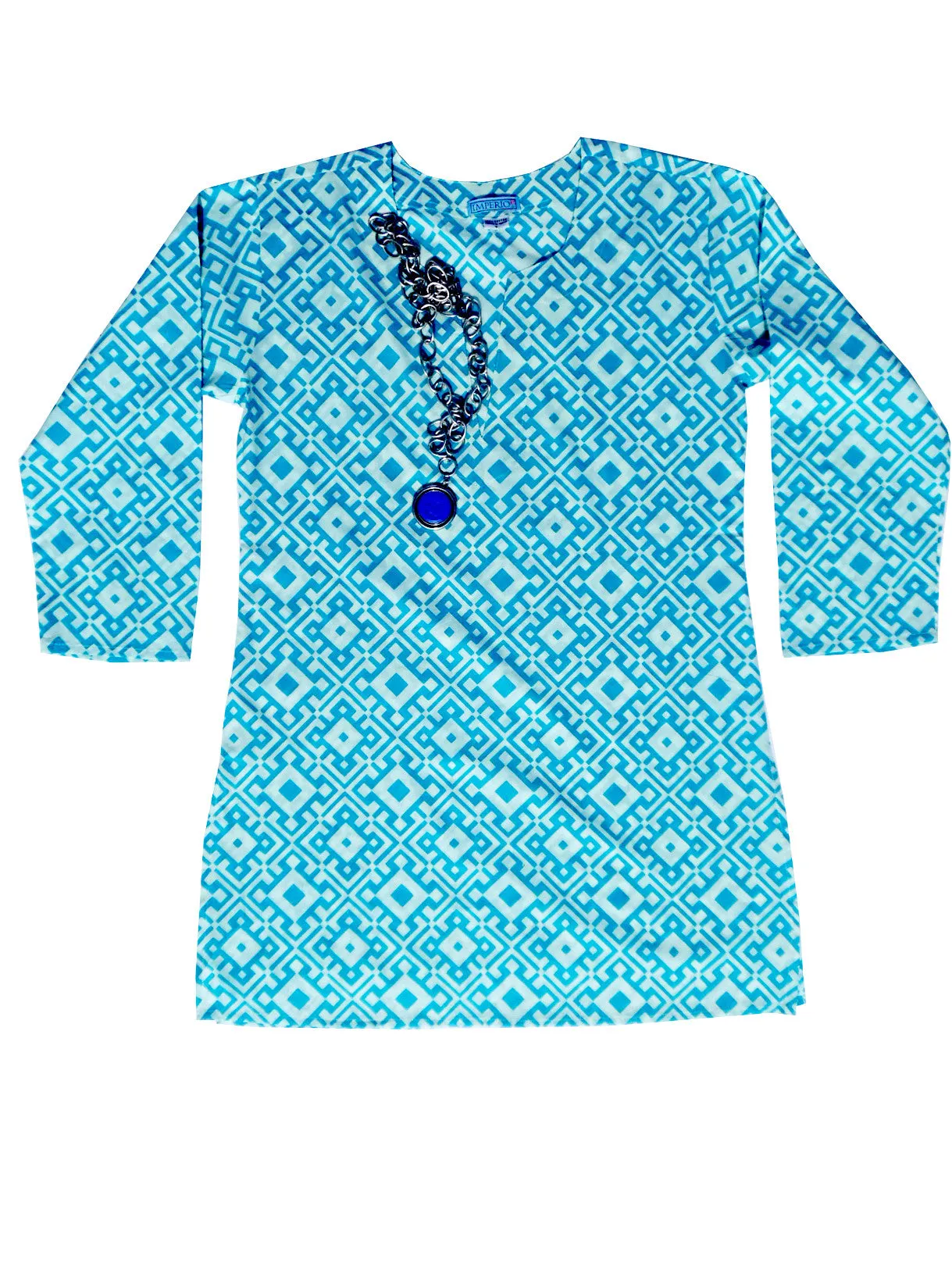 Raja Cotton Tunic Turquoise Diamond