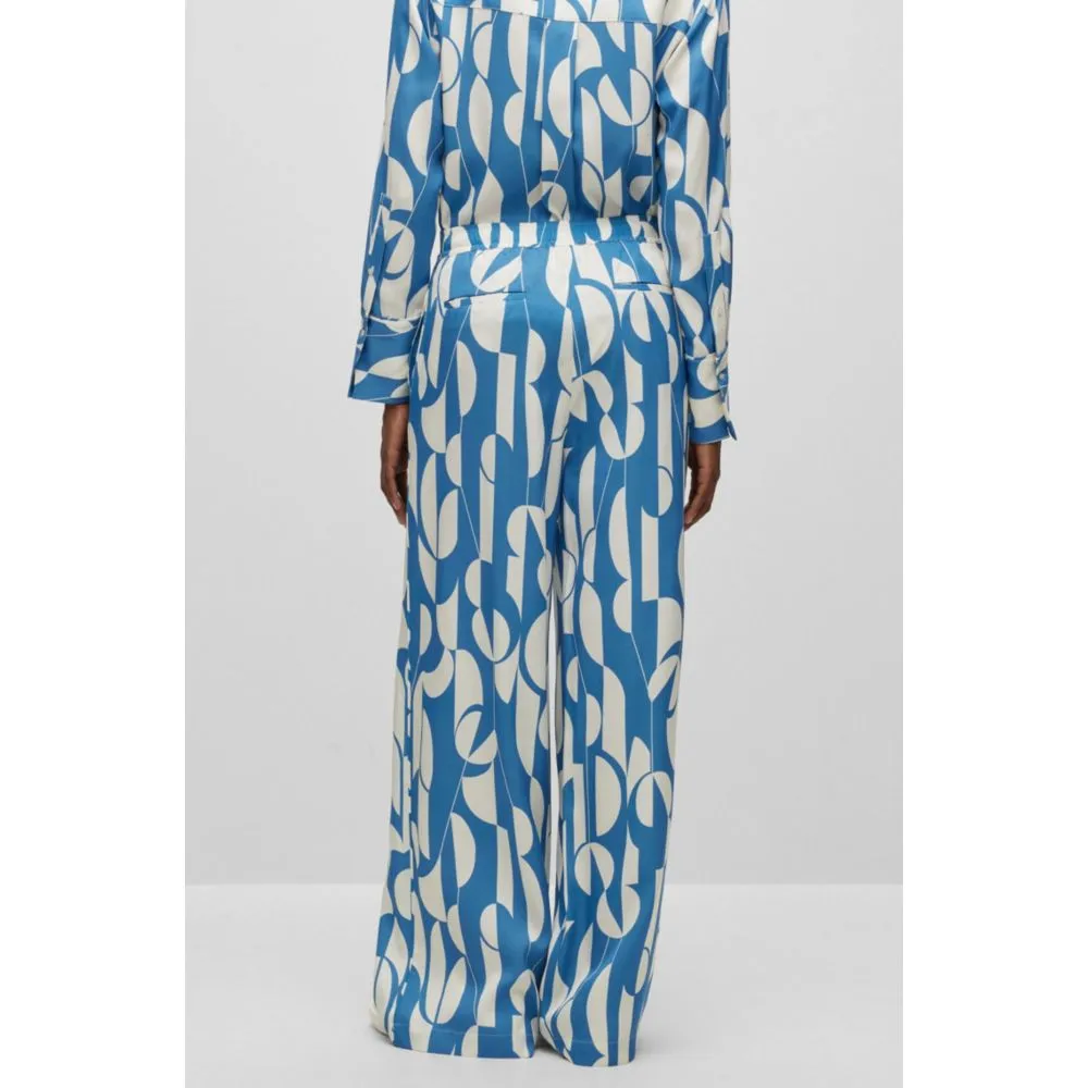 Relaxed-fit wide-leg trousers with collection print