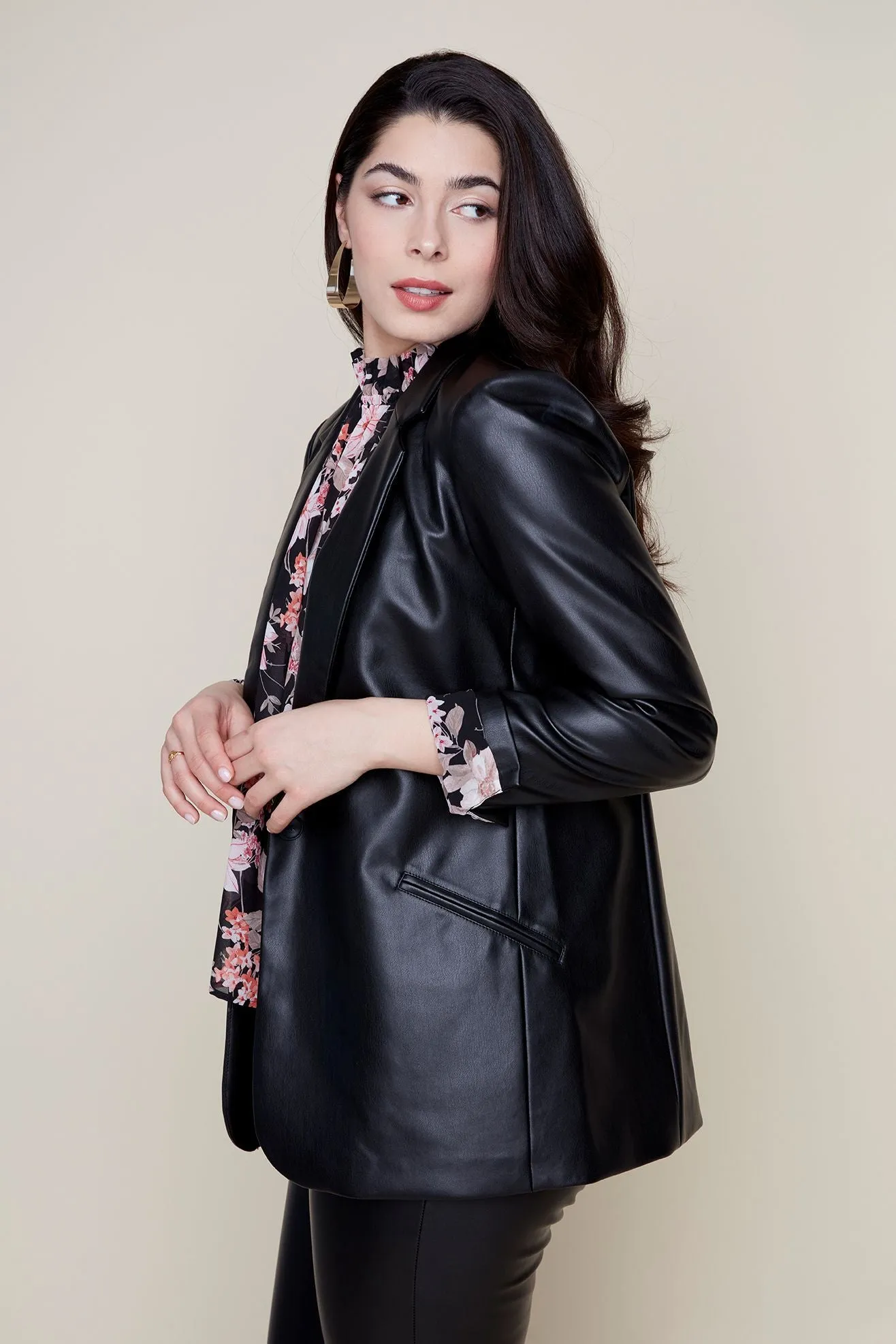 Renaur Faux Leather Blazer