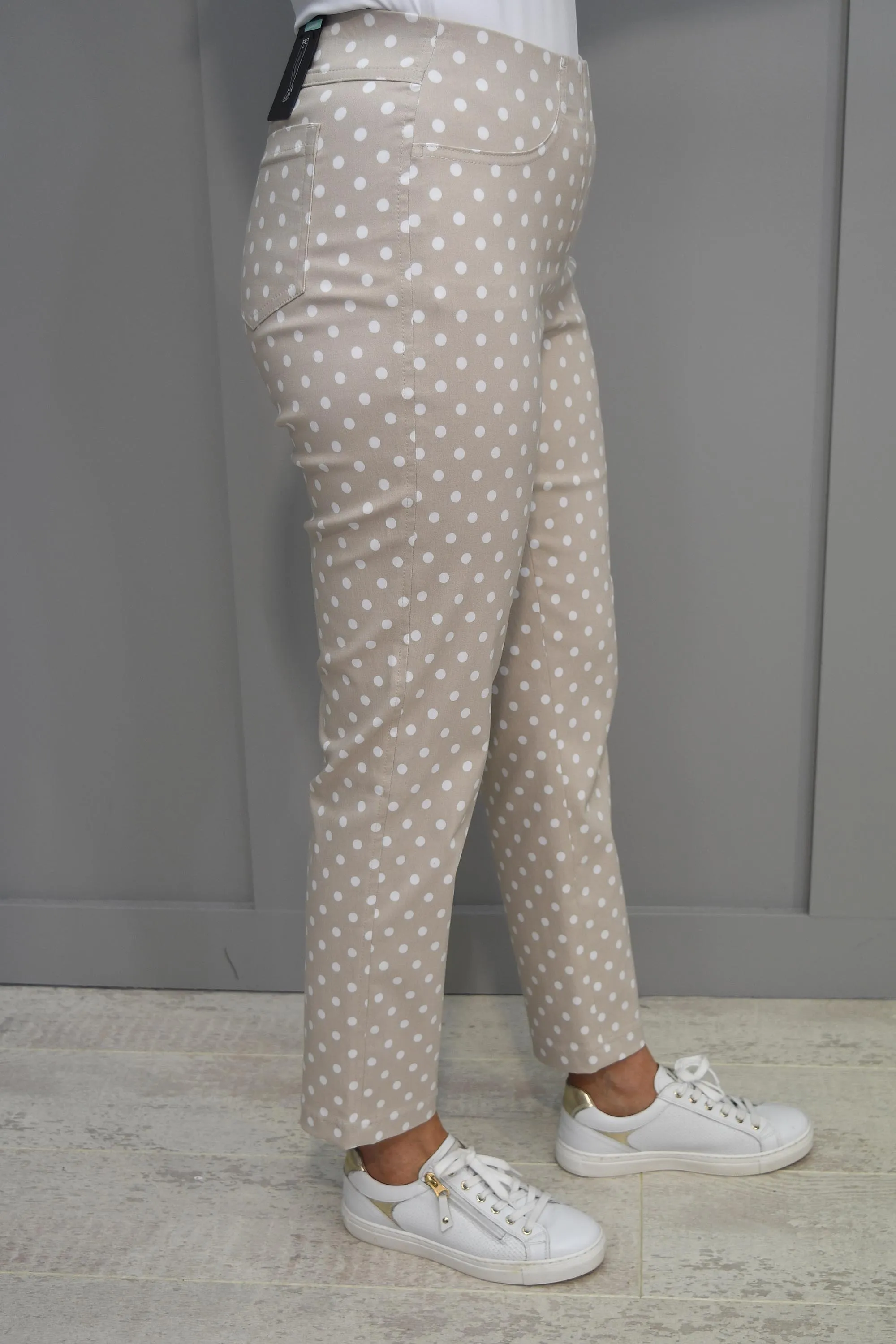 Robell Bella 09 Beige Spot Trousers - 51560 54570 14