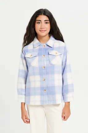 Senior Girls Blue Checkered Shacket