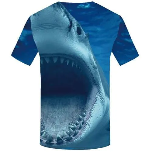 Shark T shirts Men Animal Tshirt Anime Blue T shirts Funny Gothic Tshirts Cool Angry Shirt Print Short Sleeve summer Men S-5XL