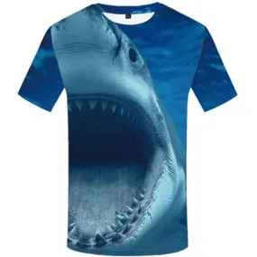 Shark T shirts Men Animal Tshirt Anime Blue T shirts Funny Gothic Tshirts Cool Angry Shirt Print Short Sleeve summer Men S-5XL