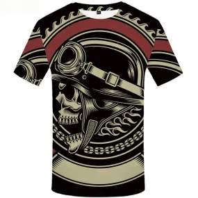 Skull T shirts Men Black T-shirts 3d Gothic Tshirts Casual Military Shirt Print Short Sleeve T shirts Men/women Tops Male O-Neck