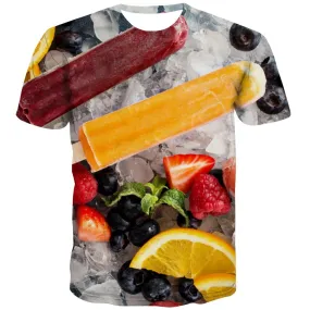 Sweet T shirts Men Gourmet T shirts Funny Icecream Tshirt Anime Colourful Shirt Print