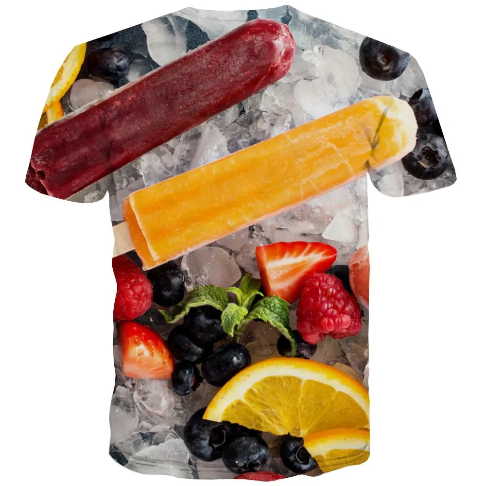 Sweet T shirts Men Gourmet T shirts Funny Icecream Tshirt Anime Colourful Shirt Print