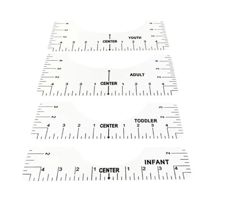 T-Shirt Alignment Tool, 4 Pcs TShirt Tool, Set of T-Shirt Alignment Rulers, T-Shirt Tool, Tee Shirt Ruler for Vinyl Placement Centering Tool