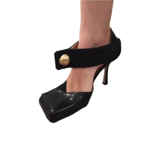 TEEK - Black Square Step Out Heels