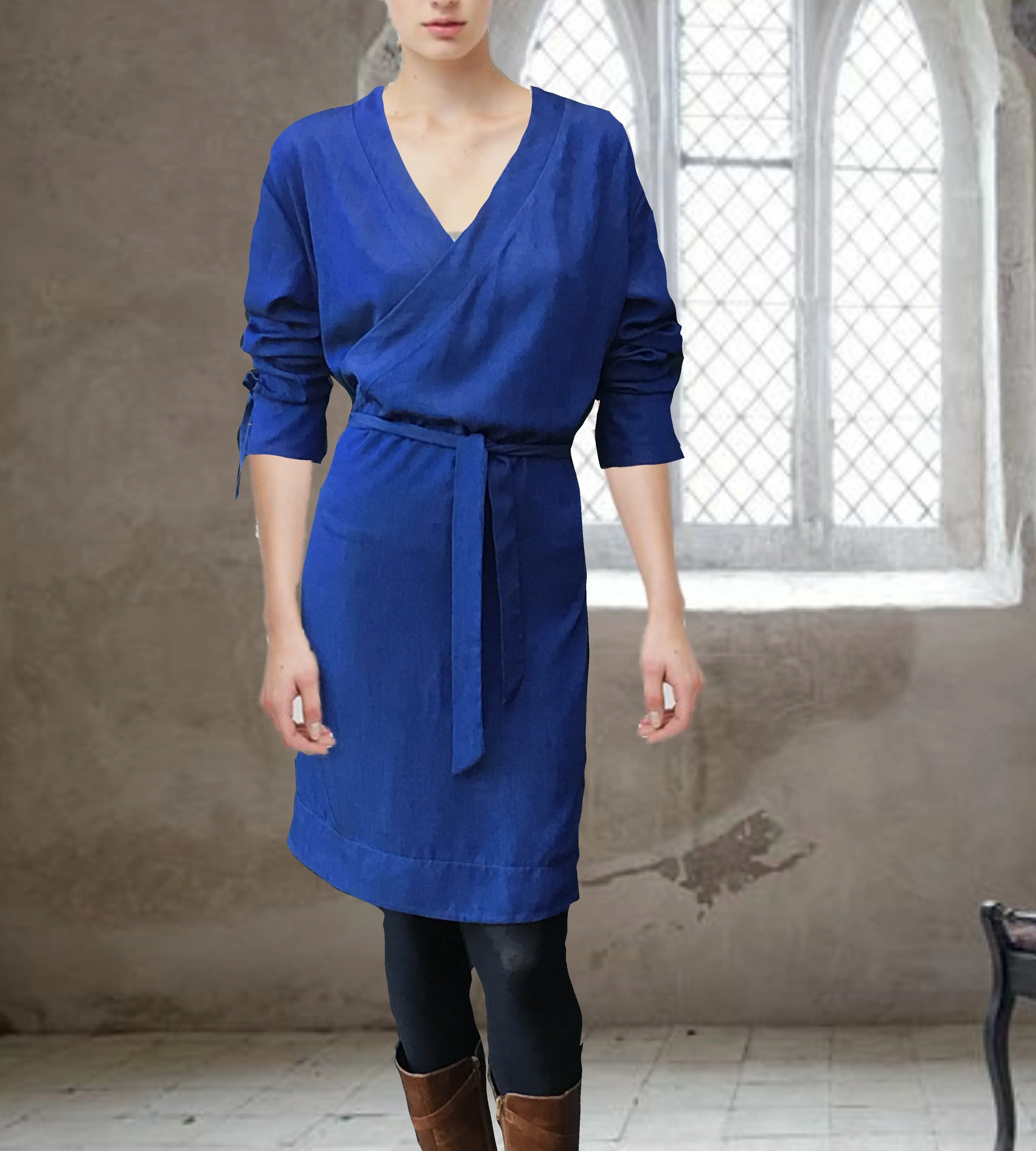 Tencel overslag tuniek jurkje / Tencel wrap tunic dress