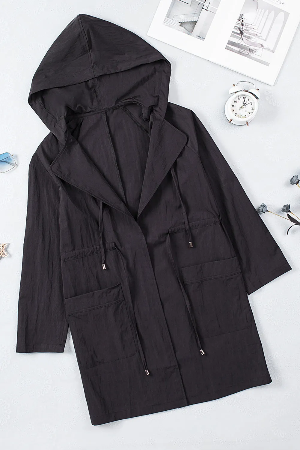 Turndown Collar Hooded Outerwear