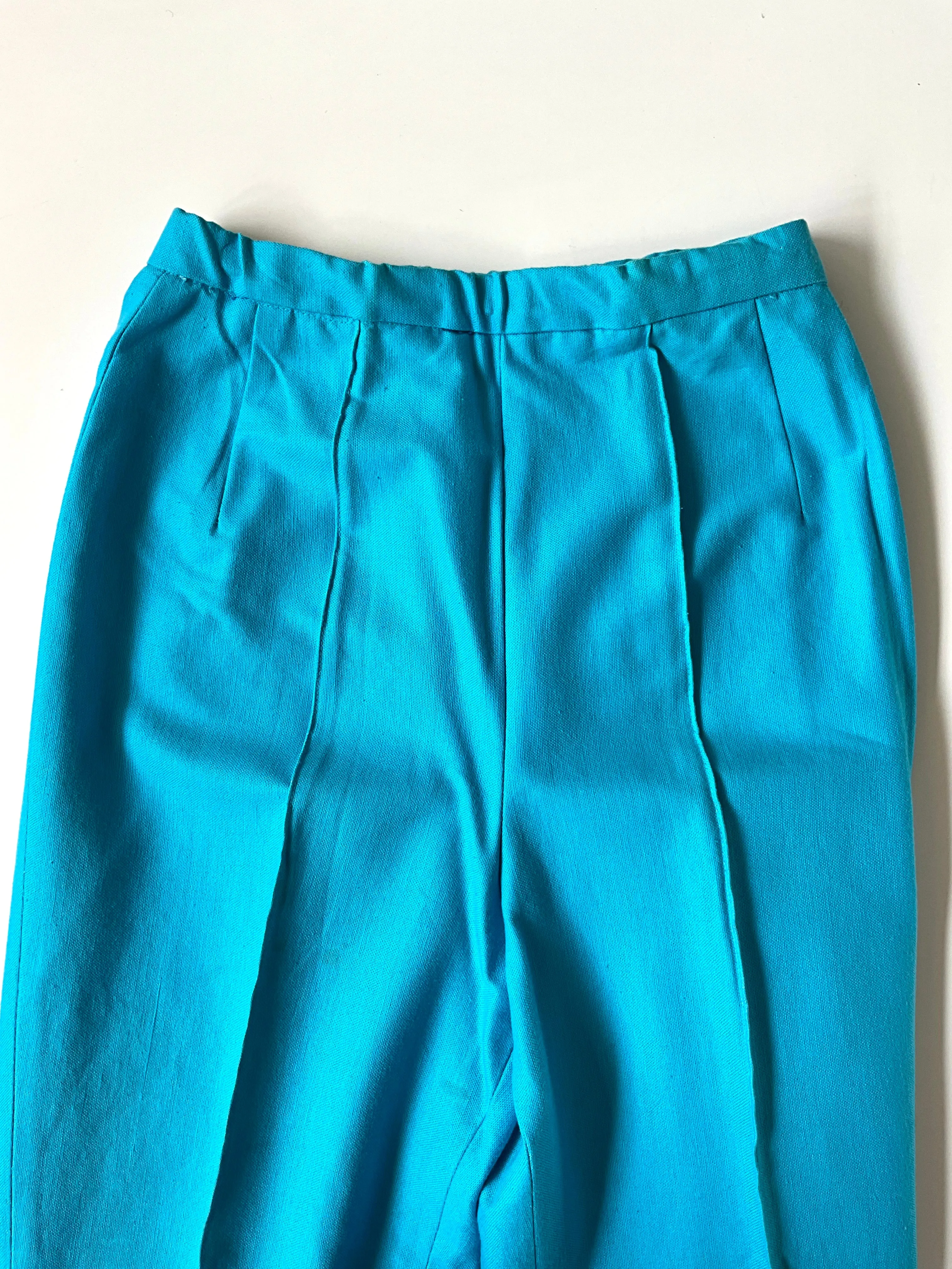 Vintage 1960s Aqua Blue Stirrup Pants, XS