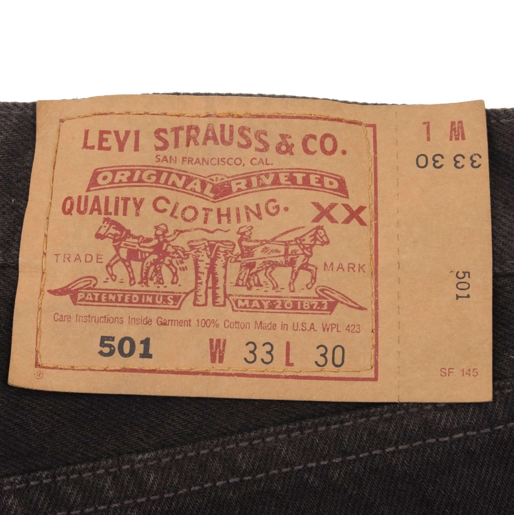 VINTAGE LEVIS 501 JEANS BLACK 1990S SIZE W33 L30 MADE IN USA