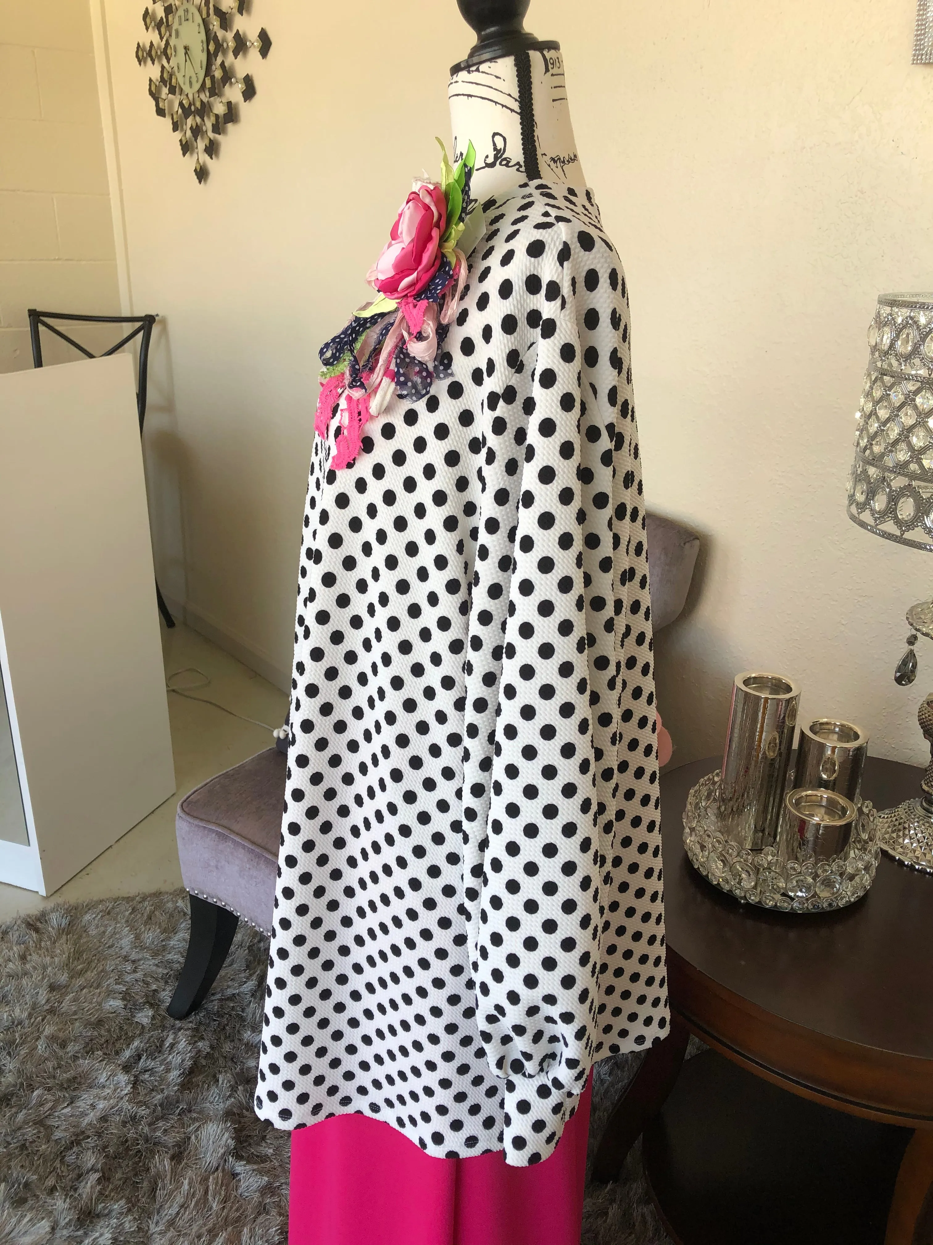 White with Black Dots Tunic/Top