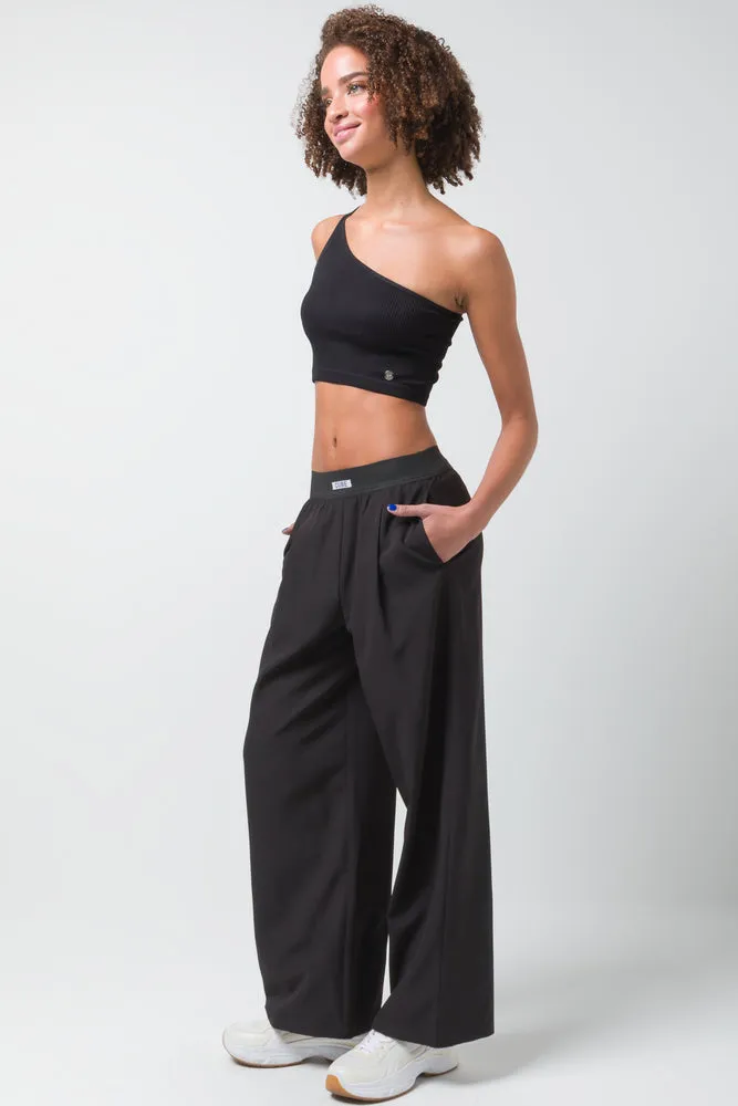 Wide Leg Elasticated Pants Black