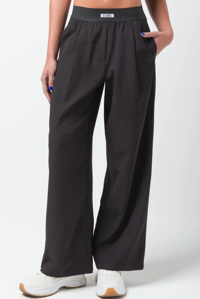 Wide Leg Elasticated Pants Black