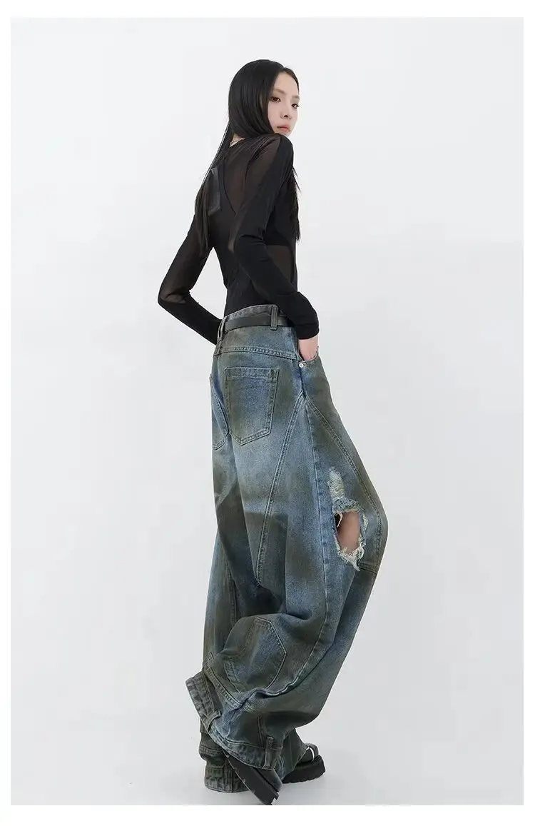 Women's Upside Down Oversized Baggy Jeans