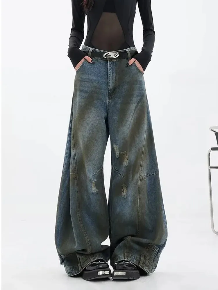 Women's Upside Down Oversized Baggy Jeans