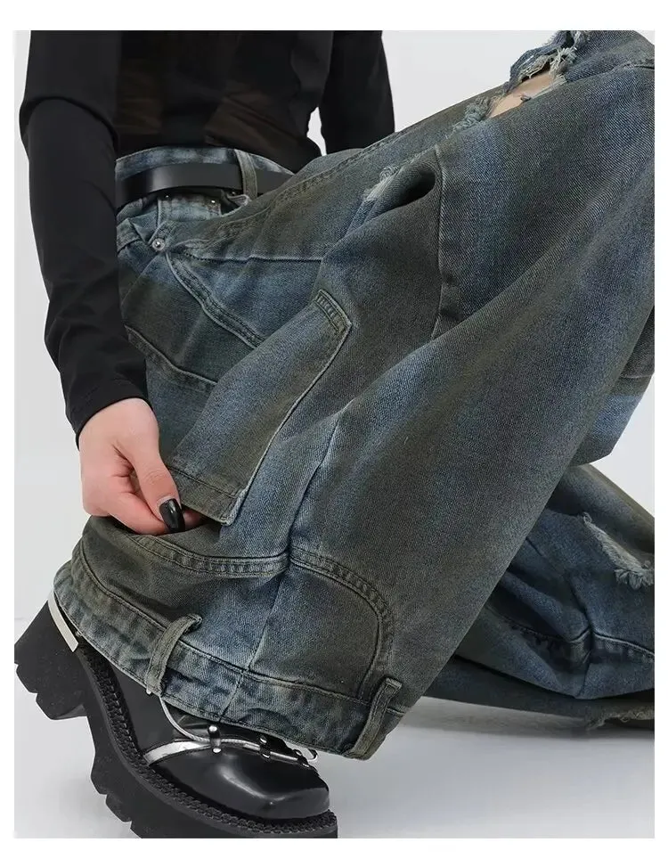 Women's Upside Down Oversized Baggy Jeans