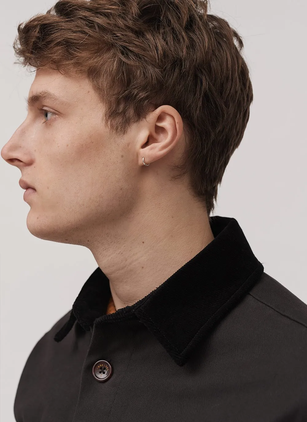 Workshirt | Graphite Twill With Cord Collar