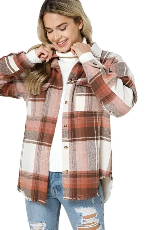 Yarn Dyed Plaid Shirt Jacket Shacket